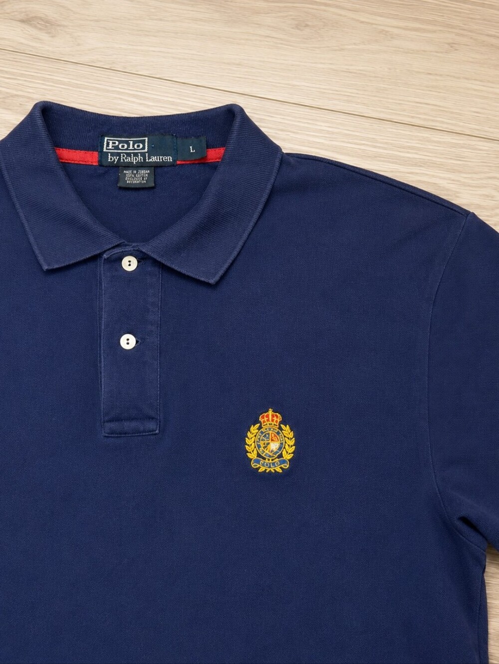 Polo Ralph Lauren Mens Large Navy Blue Polo Shirt Crest Logo 100% Cotton Short S